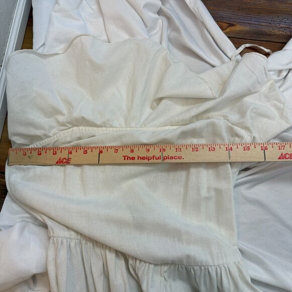 ADRIANA DEGREAS Silk & Linen Flare Dress Size M Ruffle Strappy Unlined Coastal - Picture 15 of 16